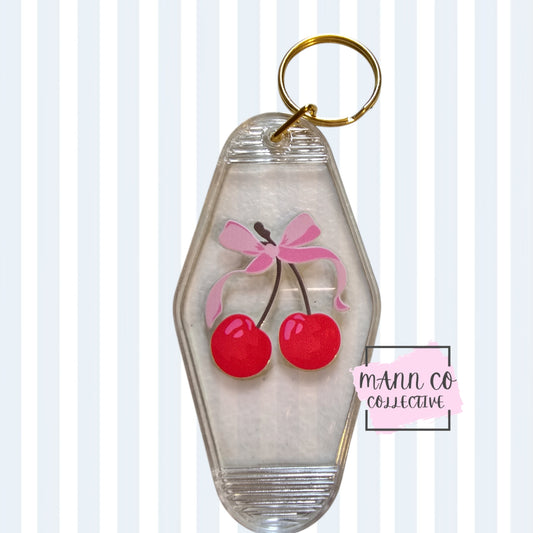 Cherry bow keychain